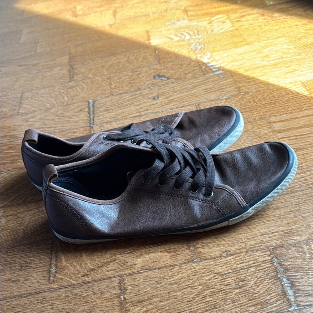 Men's Casual Leather Lace-Up Sneakers - Brown